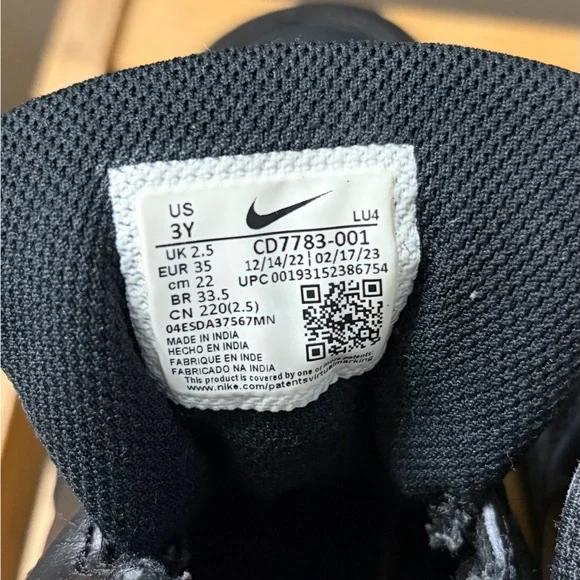 Black Nike Court Borough Mid 2 Little Kid Size 3 - Picture 8 of 8